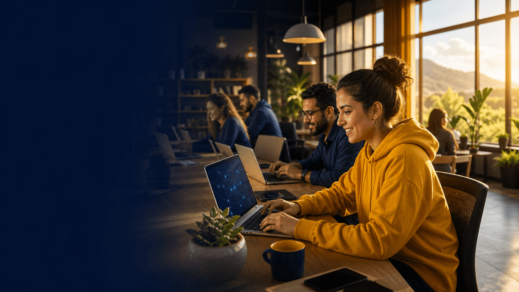 Personas aprendiendo y trabajando con inteligencia artificial
